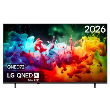 Vooraanzicht van 75 inch LG QNED AI QNED72 Mini LED 4K Smart TV 2026 75QNED72B6A